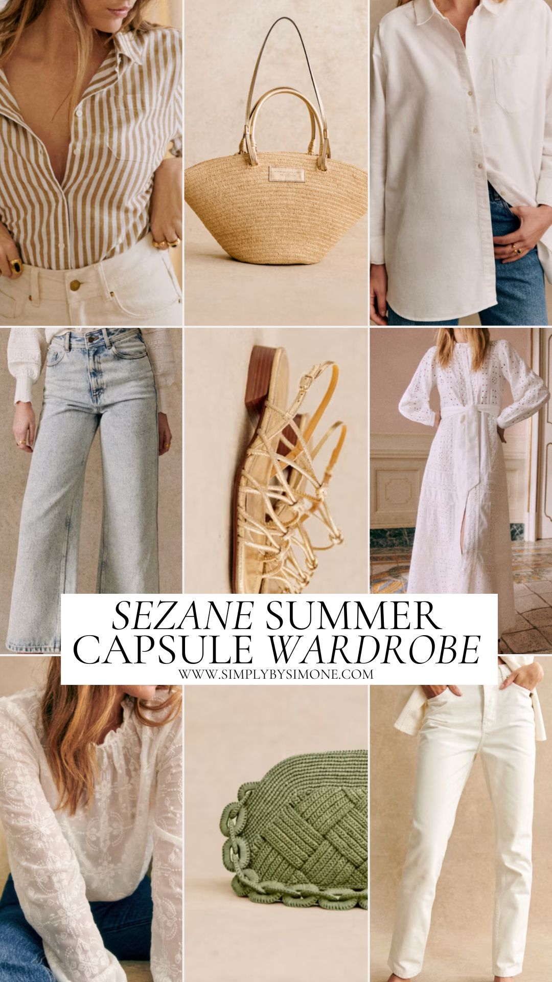 Affordable Sezane Summer Capsule Wardrobe | 12 Pieces, 48 Outfits | How to Build a Capsule Wardrobe | Sezane Summer Clothes | Outfit Inspiration | 48 Summer Weather Outfit Ideas | Summer Vacation Packing Guide | Sezane Summer Capsule Wardrobe - What To Wear This Summer 2023, Parisian Outfit Ideas | Cover Image | Simply by Simone