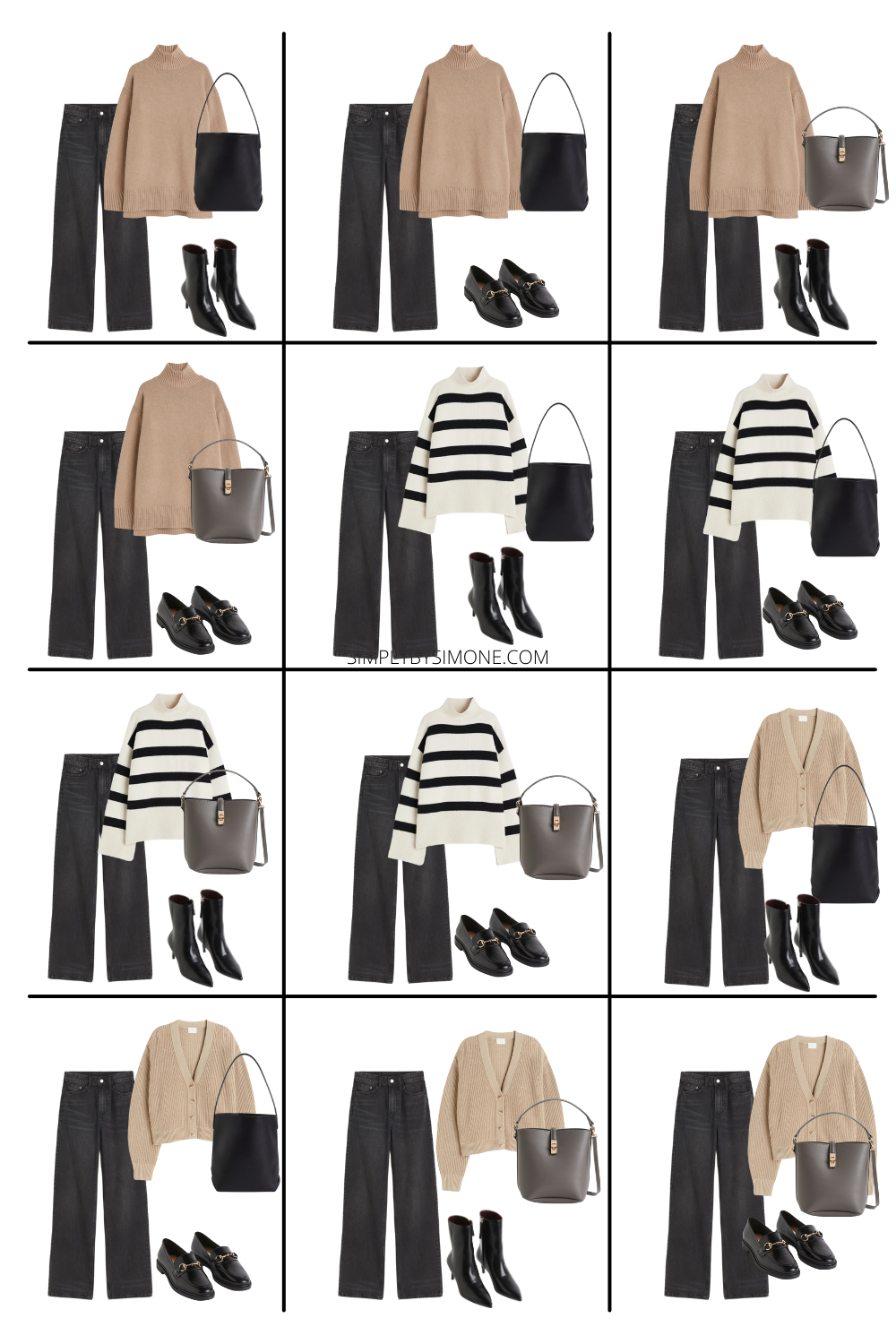 Affordable H&M Fall Capsule Wardrobe | 15 Pieces, 48 Outfits | How to Build a Capsule Wardrobe | H&M Fall Clothes | Outfit Inspiration | 48 Fall Weather Outfit Ideas | Fall Vacation Packing Guide | H&M Fall Capsule Wardrobe - What To Wear This Fall 2023, Parisian Outfit Ideas | Looks 1-12 | Simply by Simone