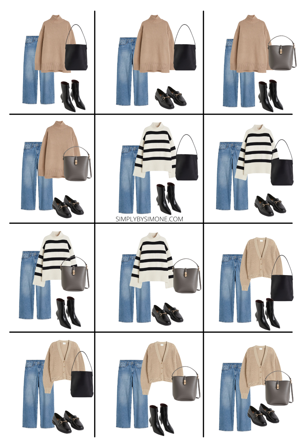 Affordable H&M Fall Capsule Wardrobe | 15 Pieces, 48 Outfits | How to Build a Capsule Wardrobe | H&M Fall Clothes | Outfit Inspiration | 48 Fall Weather Outfit Ideas | Fall Vacation Packing Guide | H&M Fall Capsule Wardrobe - What To Wear This Fall 2023, Parisian Outfit Ideas | Looks 13-24 | Simply by Simone