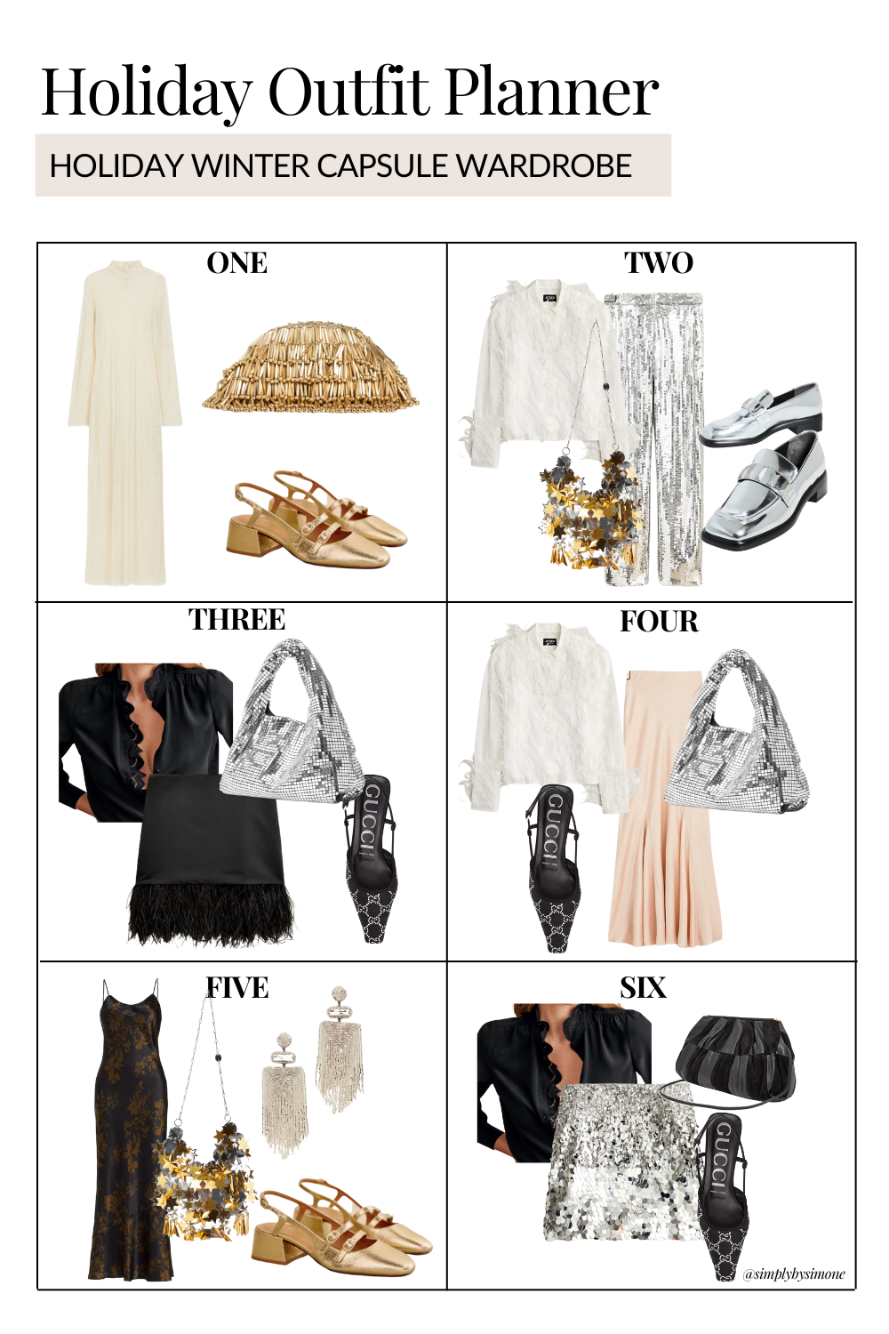 Holiday Winter Capsule Wardrobe Guide | How To Build Your Holiday Wear | Holiday Winter Outfits | Holiday Winter Aesthetic | Holiday Winter Party Outfit | Winter Holiday Capsule Wardrobe | Winter Holiday Capsule | Holiday Capsule Wardrobe Winter Travel | Winter Pinterest Outfits | Winter Outfits | Christmas Party Outfit Ideas | What To Wear This Holiday 2023 | Outfit Planner | Simply by Simone