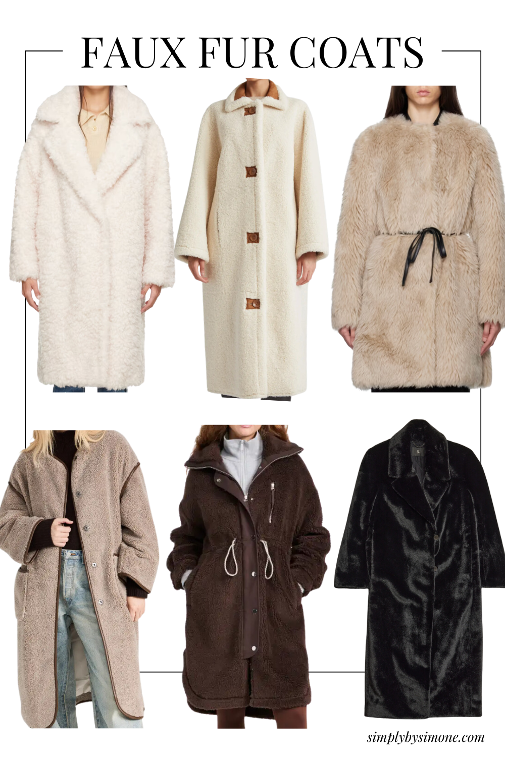 Collage of six fur coats, Winter Outfit Ideas 2023