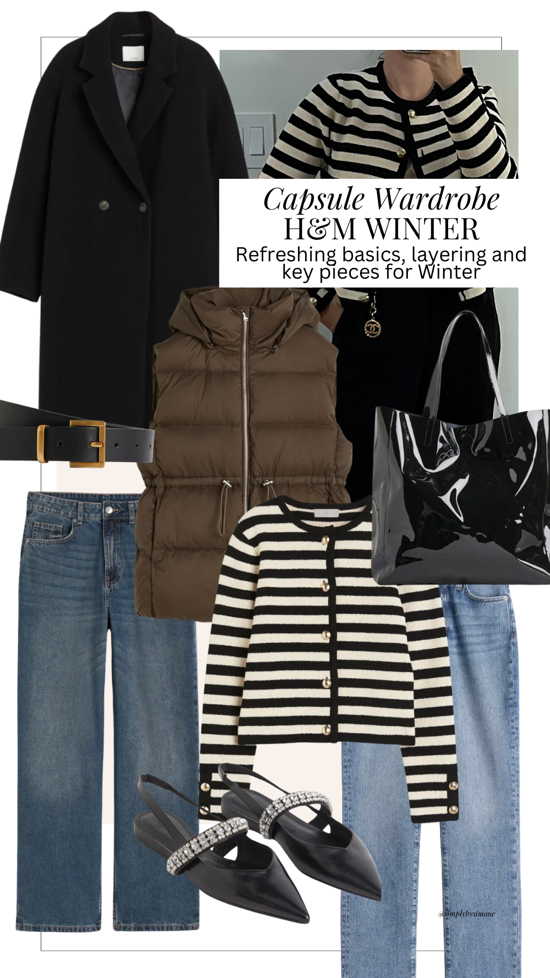 Collage of Winter clothing items used to create 48 outfit combinations