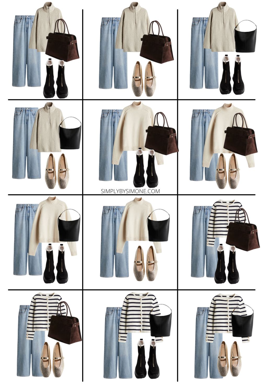 Looks 25-36, affordable capsule wardrobe outfits, H&M Winter Capsule Wardrobe outfit ideas