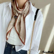 Olivia Mark - Oblique long strip ribbon silk scarf ladies with double layer small neck scarf belt tie hair hair band