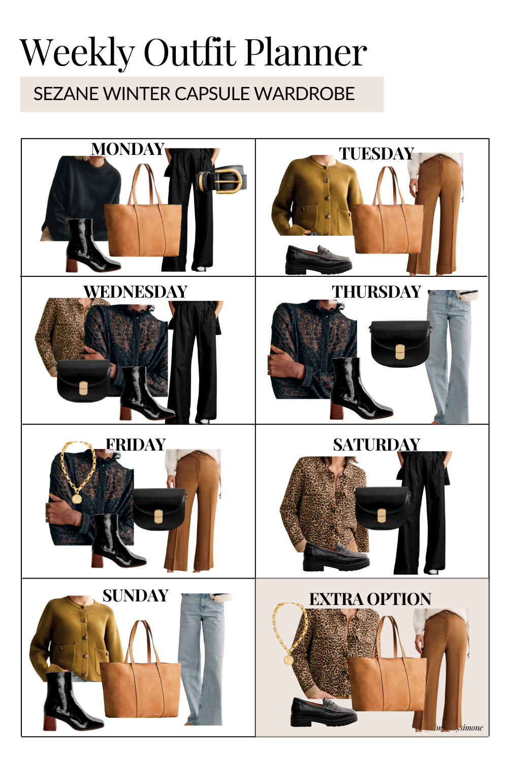 Sezane Weekly Outfit Planner | Eight Outfit Ideas, One Week of Winter Outfit Ideas