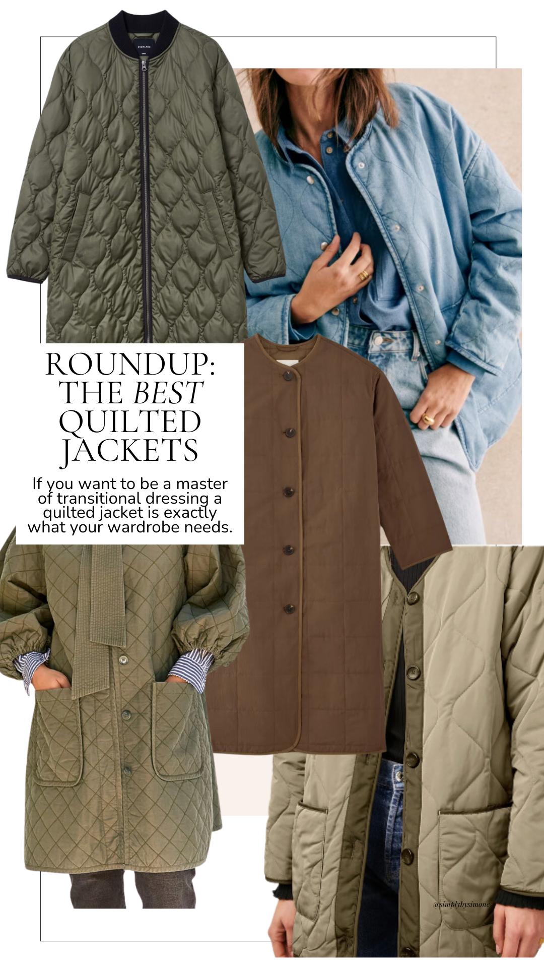 Best Quilted Jackets for Women | Collage of five quilted jackets
