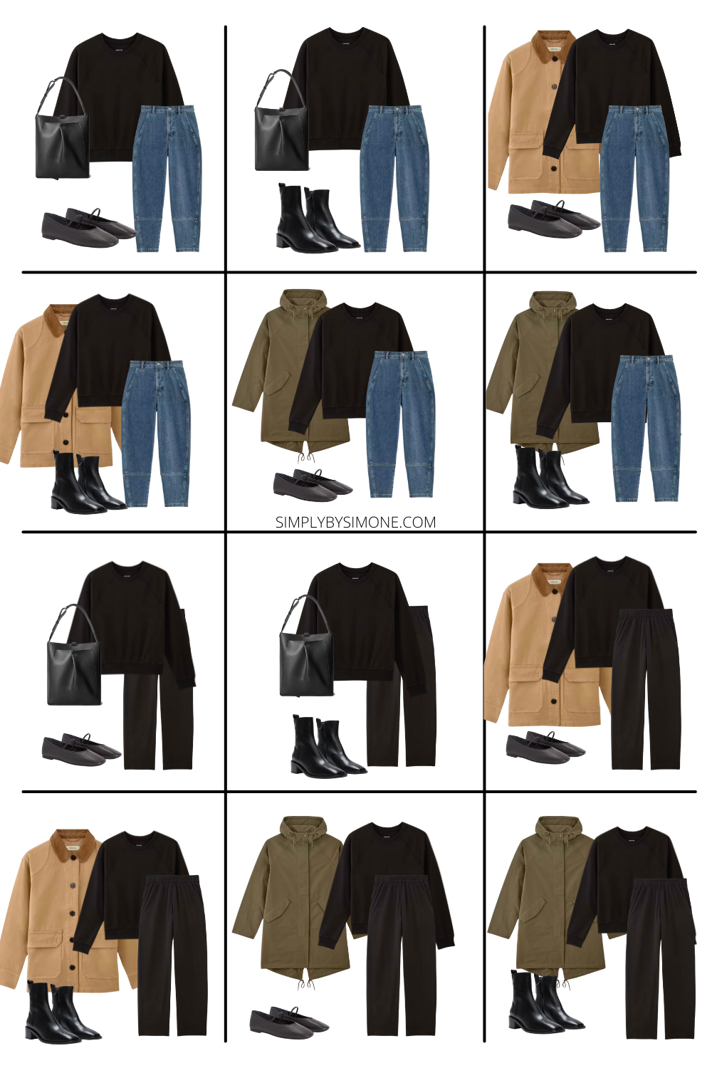 Winter outfit ideas, Everlane Winter Capsule wardrobe outfit ideas 13-24