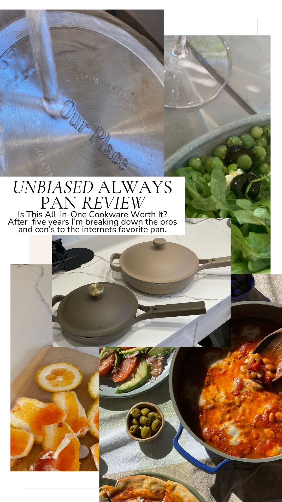 Collage of Always Pans, Food in Always Pan, Washing Always Pan Cover Image for Review