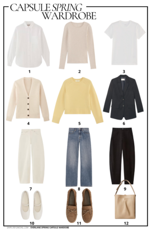 Everlane Spring Capsule Wardrobe Items 1 to 12