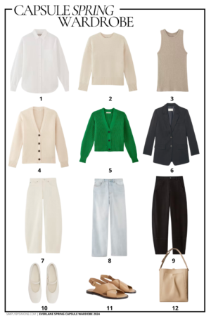 Everlane Spring Capsule Wardrobe Items 1 to 12