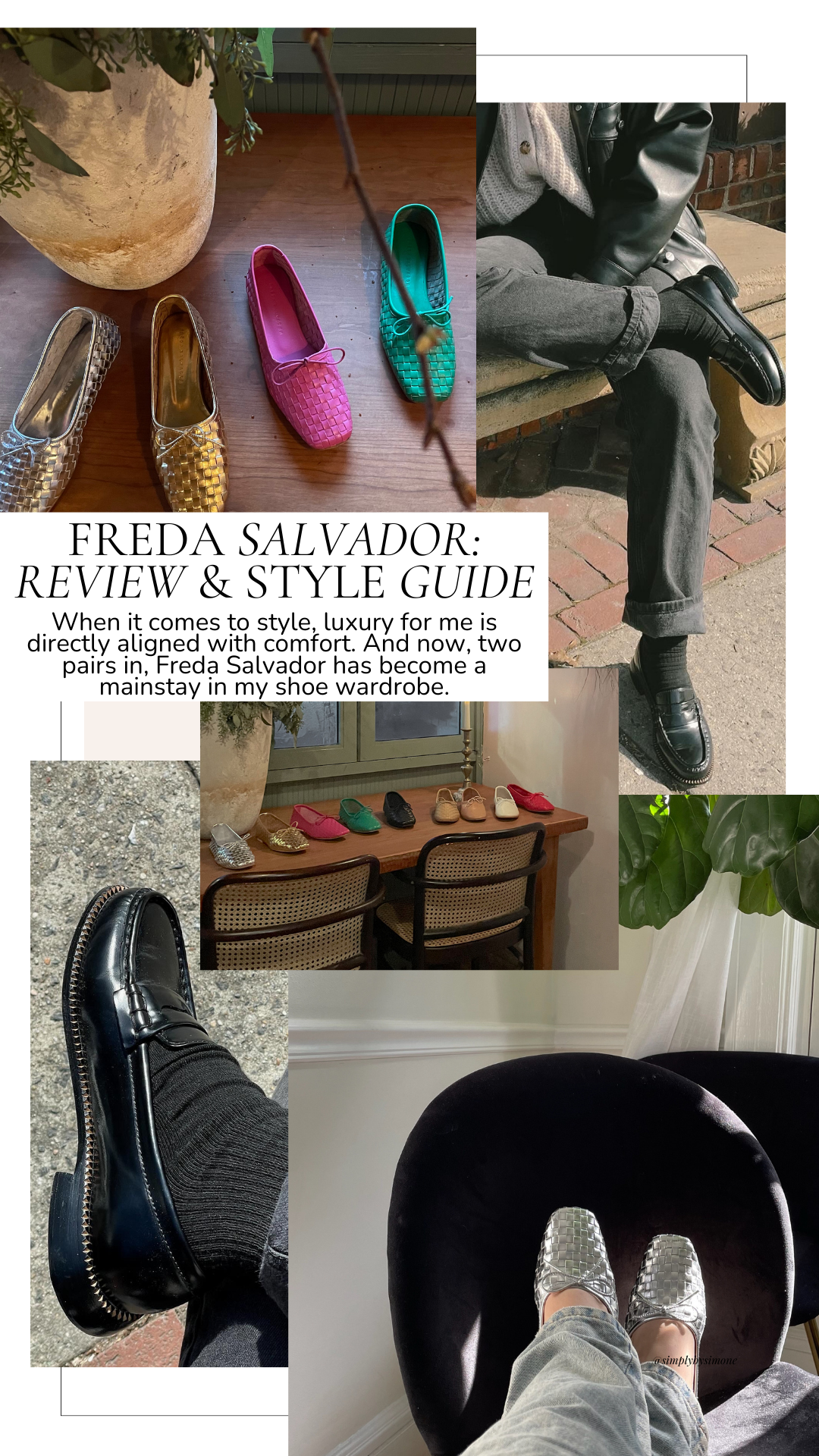 Freda Salvador Shoe Review & Style Guide Collage of Shoes, Outfits and Shoe Closeups 
