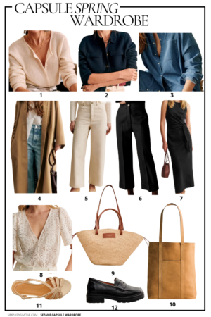 List of Twelve Items from Sezane To add to Your Capsule Wardrobe