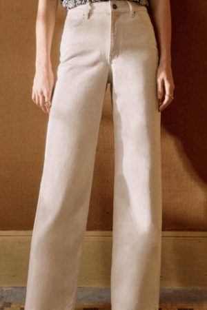 sezane the wide leg trousers in mottled ecru