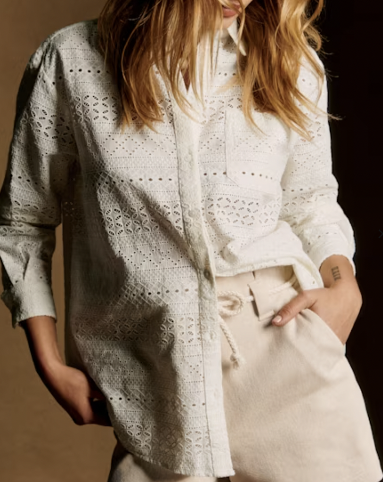 sezane Embroidered max shirt
