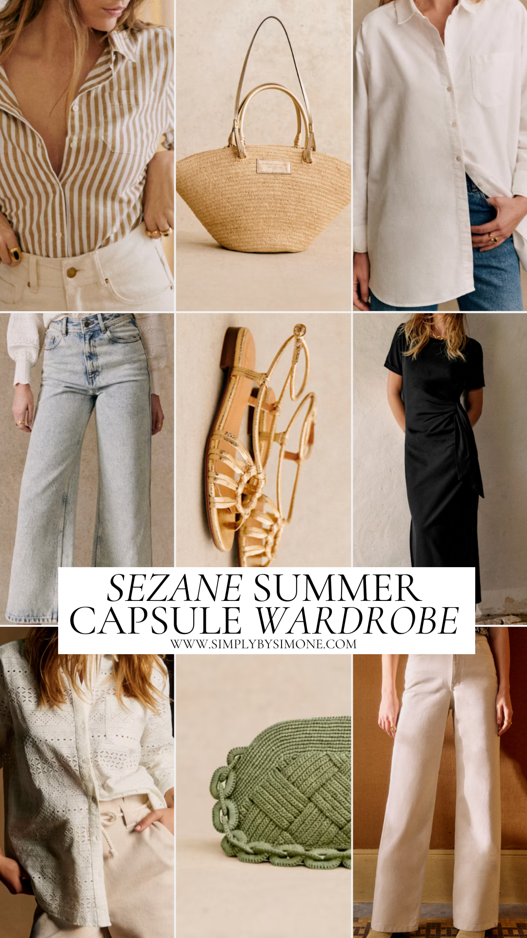 Affordable Sezane Summer Capsule Wardrobe | 12 Pieces, 48 Outfits | How to Build a Capsule Wardrobe | Sezane Summer Clothes | Outfit Inspiration | 48 Summer Weather Outfit Ideas | Summer Vacation Packing Guide | Sezane Summer Capsule Wardrobe - What To Wear This Summer 2025, Parisian Outfit Ideas | Cover Image | Simply by Simone