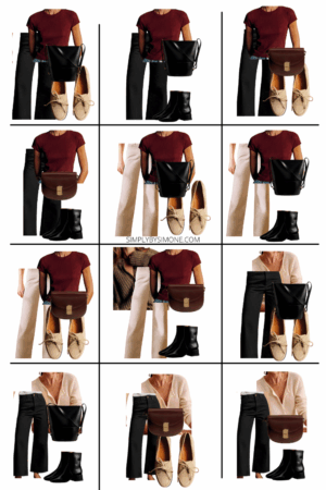 Sezane Fall Capsule Wardrobe outfit ideas 1 to 12