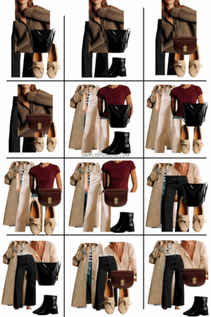 Sezane Fall Capsule Wardrobe outfit ideas 25 to 36