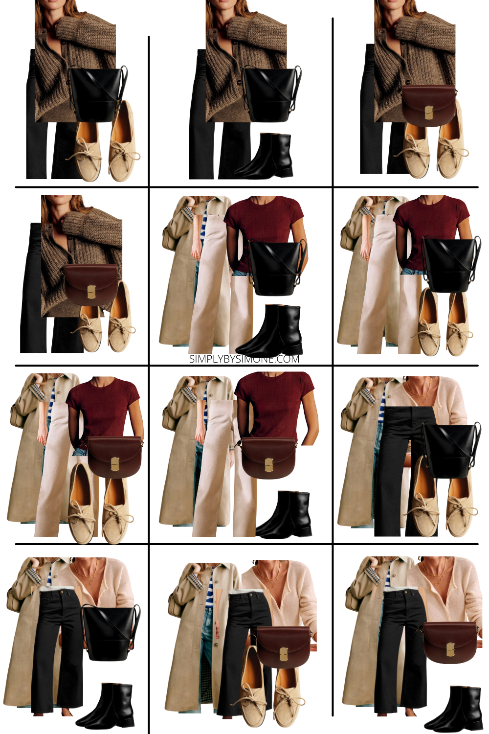 Sezane Fall Capsule Wardrobe outfit ideas 25 to 36