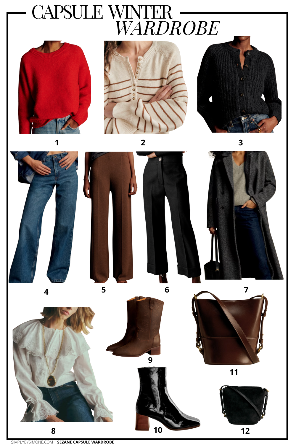 48 Cold Weather Outfit Ideas, Sezane Wardrobe Item Selection 1-12