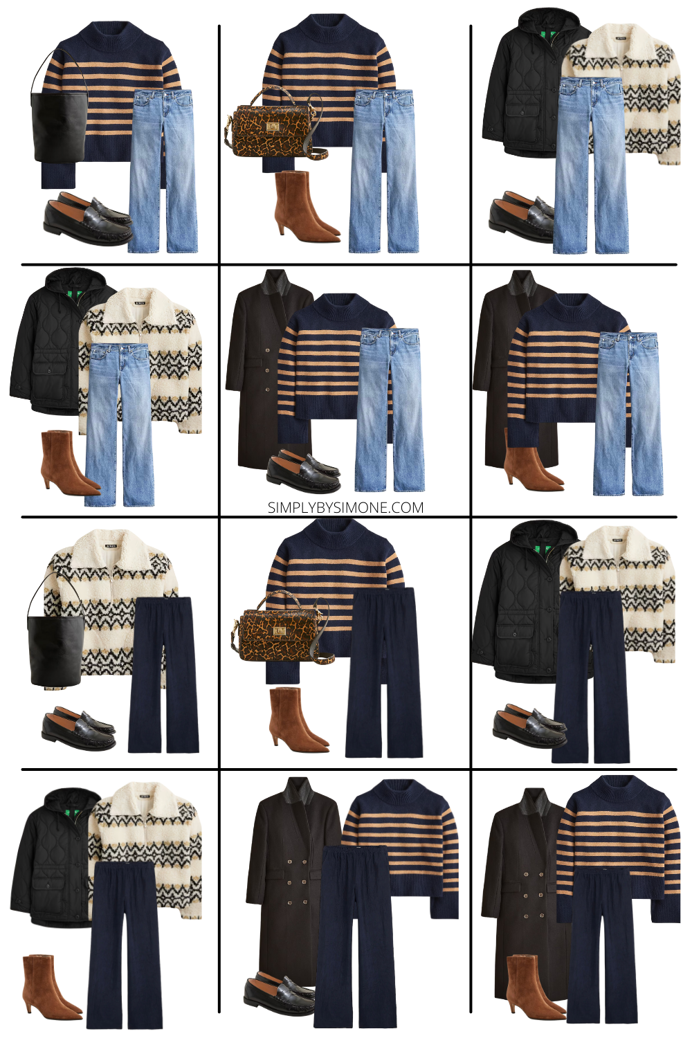 J.Crew Winter Capsule Wardrobe outfit ideas 13-24