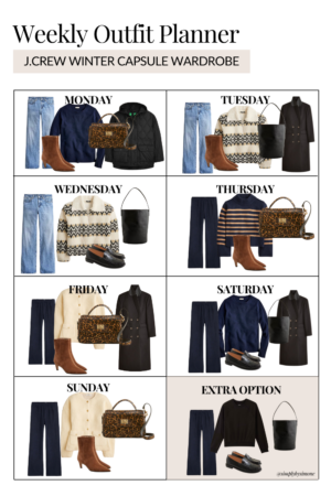 J.Crew Weekly Outfit Planner Winter Capsule Wardrobe