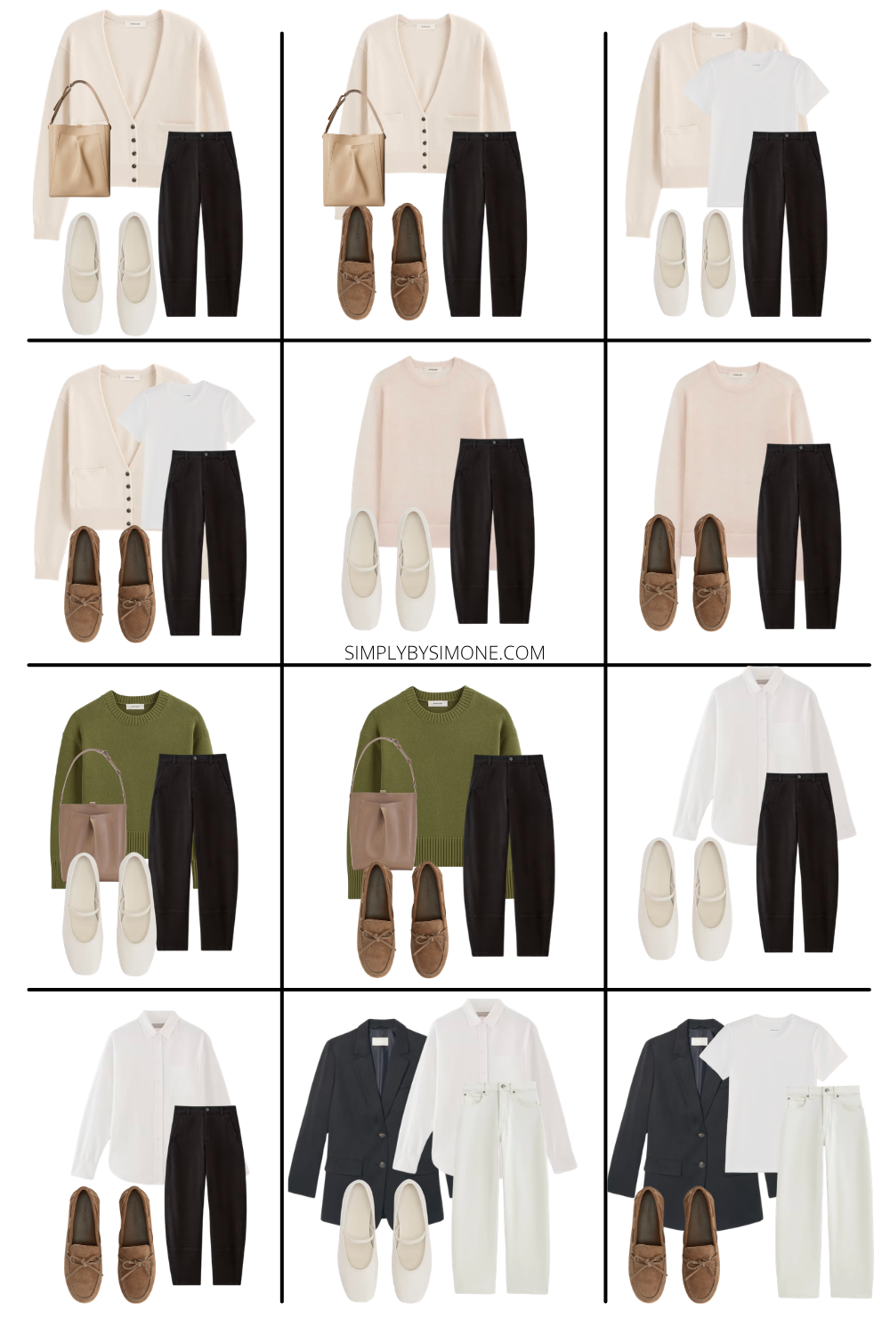 Everlane Spring Capsule Wardrobe, Barrel Leg Jean Outfits, Spring Outfits for Women Looks 13-24