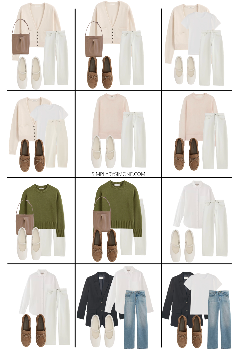 Everlane Spring Capsule Wardrobe, Barrel Leg Jean Outfits, Spring Outfits for Women, Looks 25-36