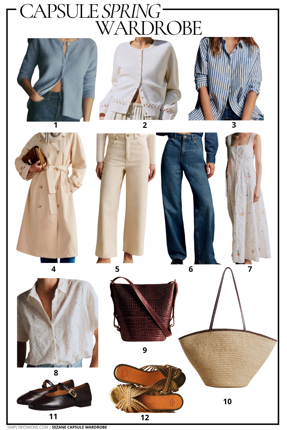 List of Twelve Items from Sezane To add to Your Capsule Wardrobe 