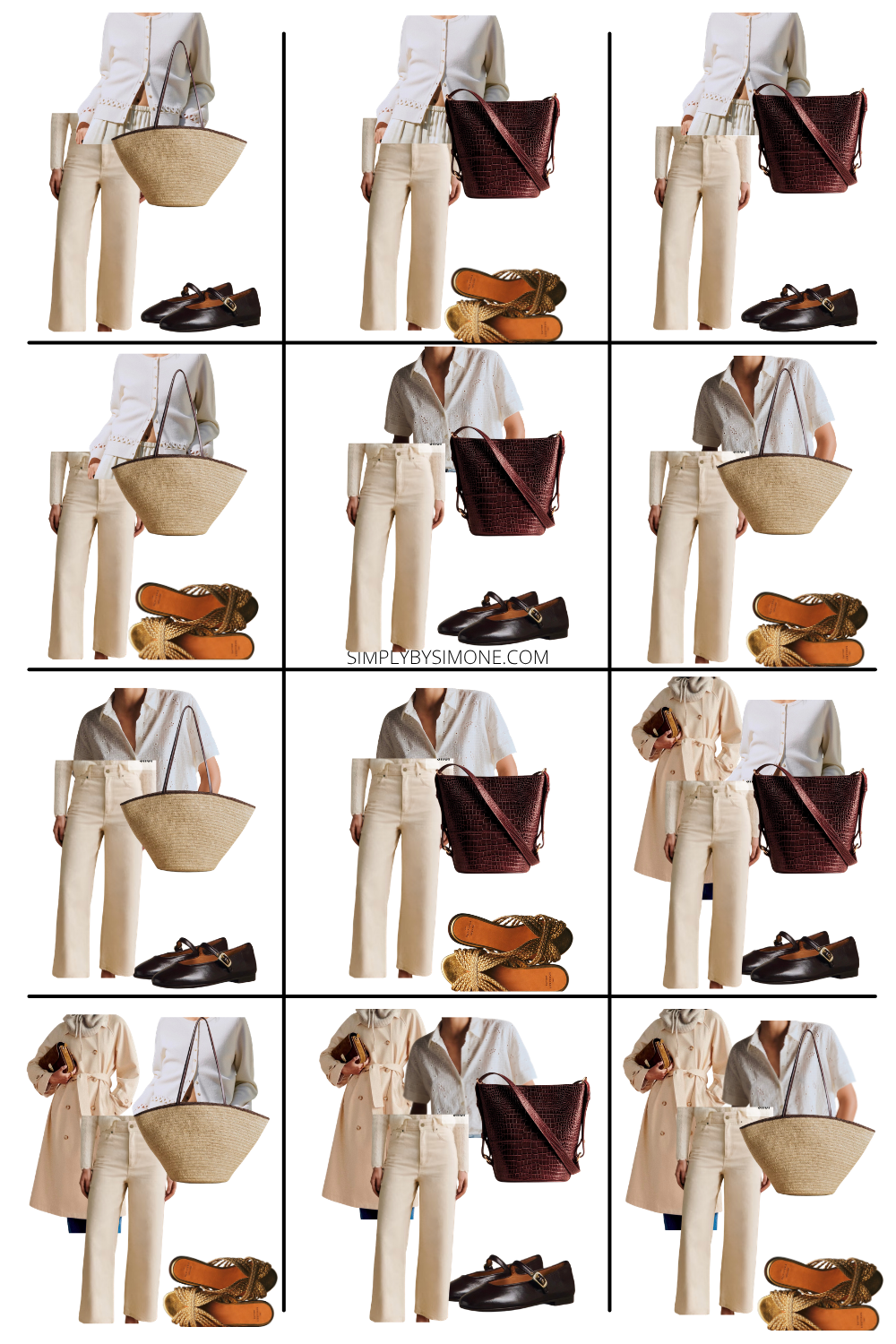 Sezane Outfit Ideas to Build your Wardrobe, Looks 13 to 24 out for 48 Outfit Combinations 