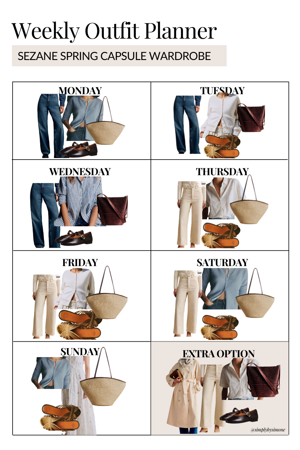 Sezane Weekly Outfit Planner