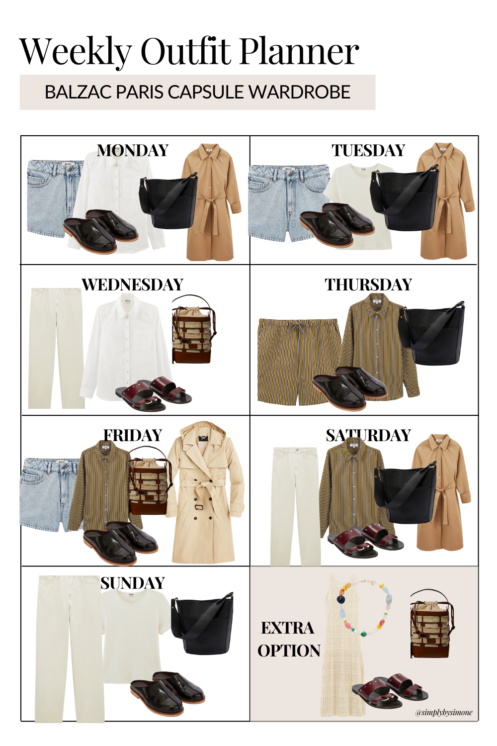 Balzac Paris Weekly Outfit Planner
