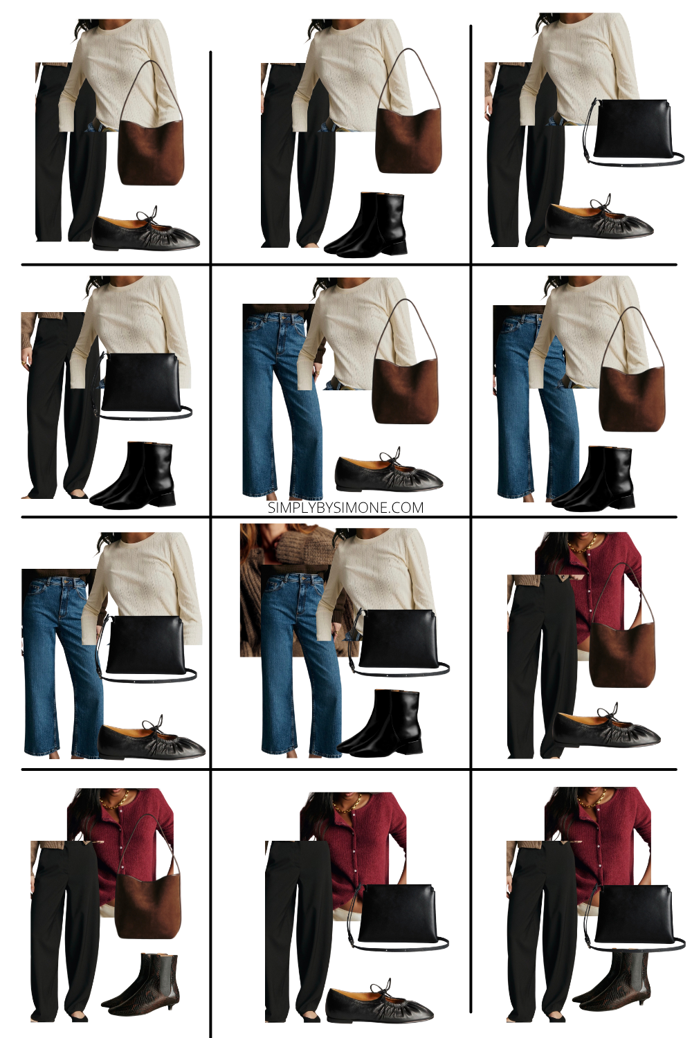 sezane fall capsule wardrobe outfits 1-12